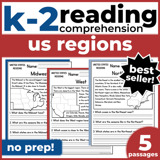 US Regions Reading Comprehension Passages + Questions