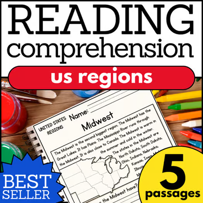 US Regions Reading Comprehension Passages + Questions
