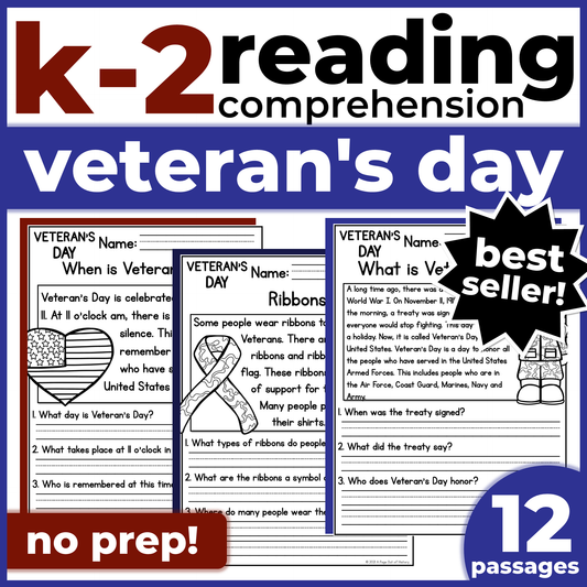 Veterans Day Reading Comprehension Passages + Questions