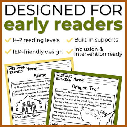 Westward Expansion Reading Comprehension Passages + Questions