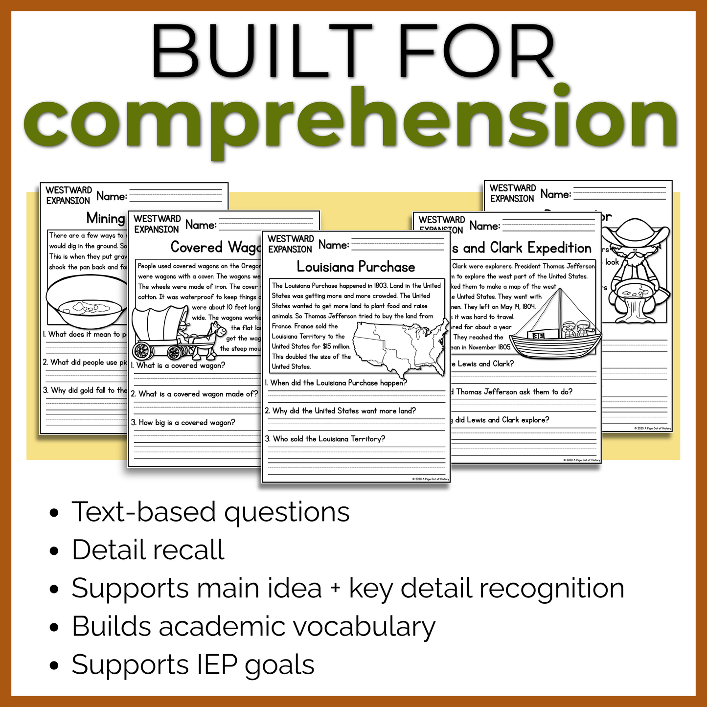 Westward Expansion Reading Comprehension Passages + Questions