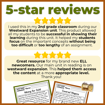 Westward Expansion Reading Comprehension Passages + Questions