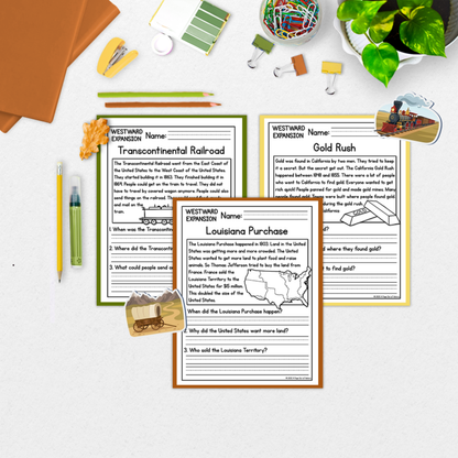 Westward Expansion Reading Comprehension Passages + Questions
