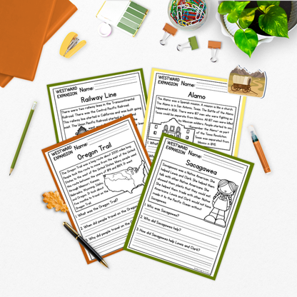 Westward Expansion Reading Comprehension Passages + Questions