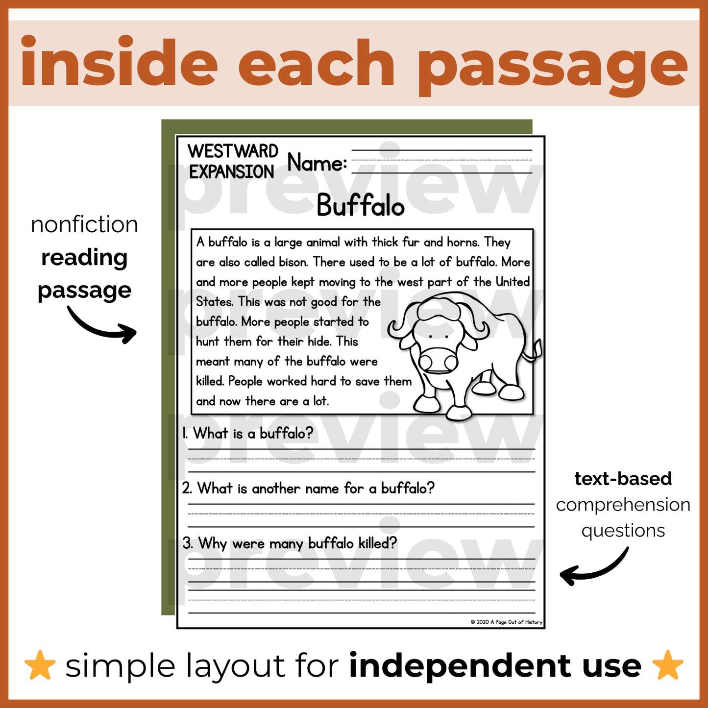 Westward Expansion Reading Comprehension Passages + Questions