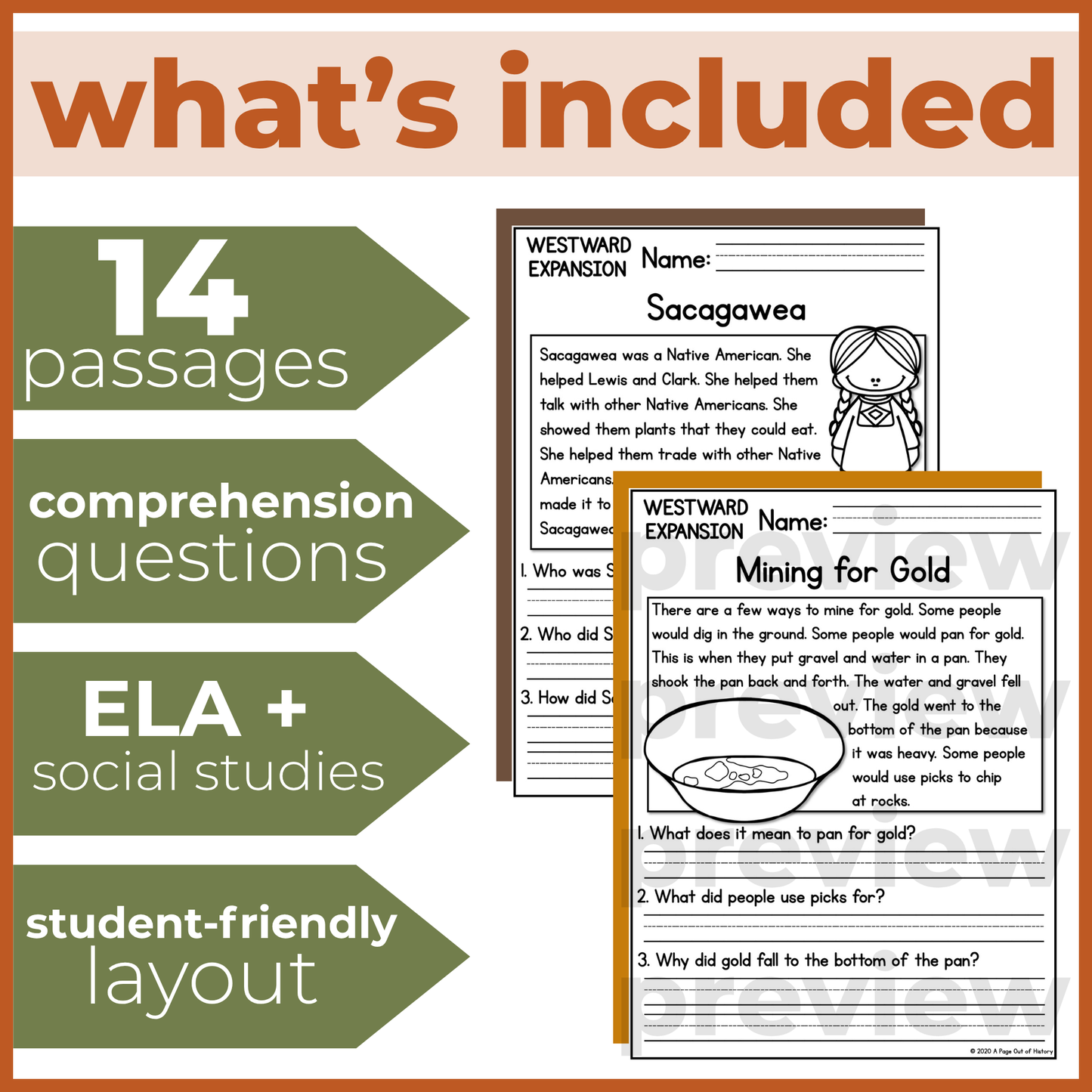 Westward Expansion Reading Comprehension Passages + Questions