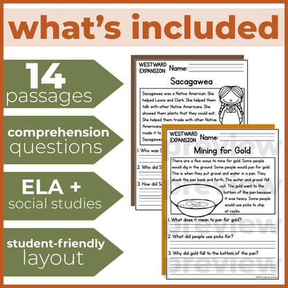 Westward Expansion Reading Comprehension Passages + Questions
