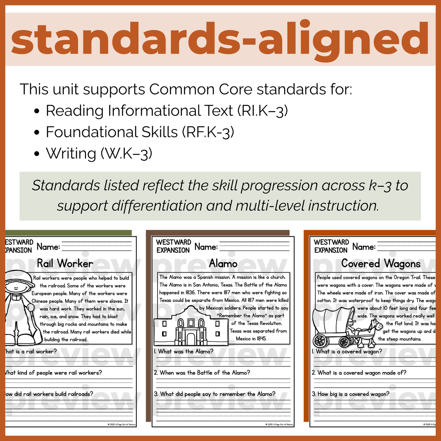 Westward Expansion Reading Comprehension Passages + Questions