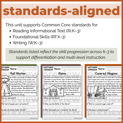 Westward Expansion Reading Comprehension Passages + Questions