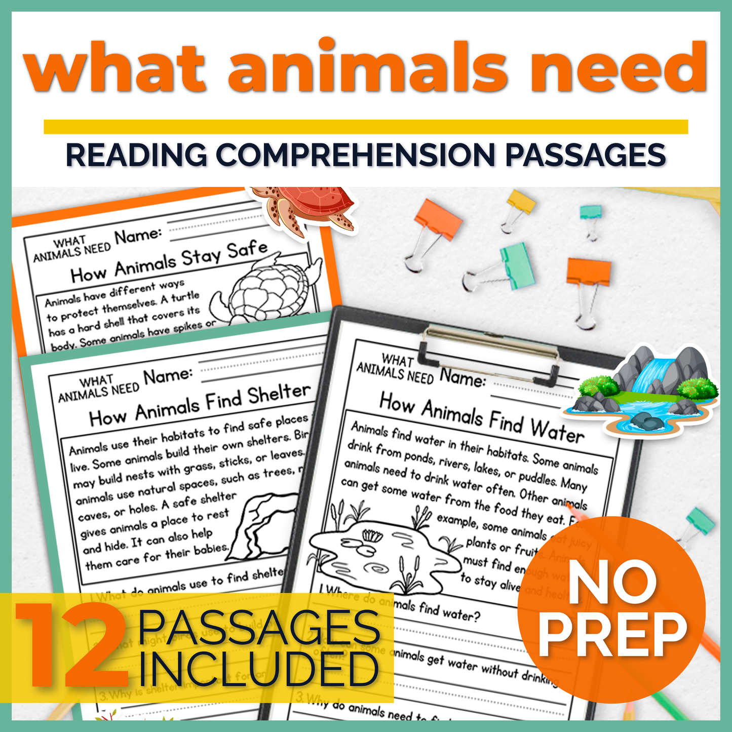 What Animals Need Reading Comprehension Passages + Questions