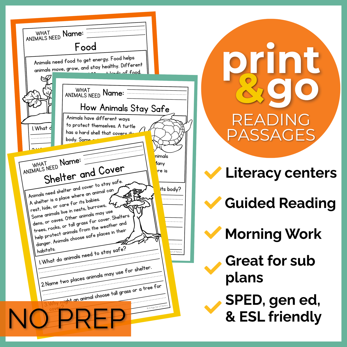 What Animals Need Reading Comprehension Passages + Questions
