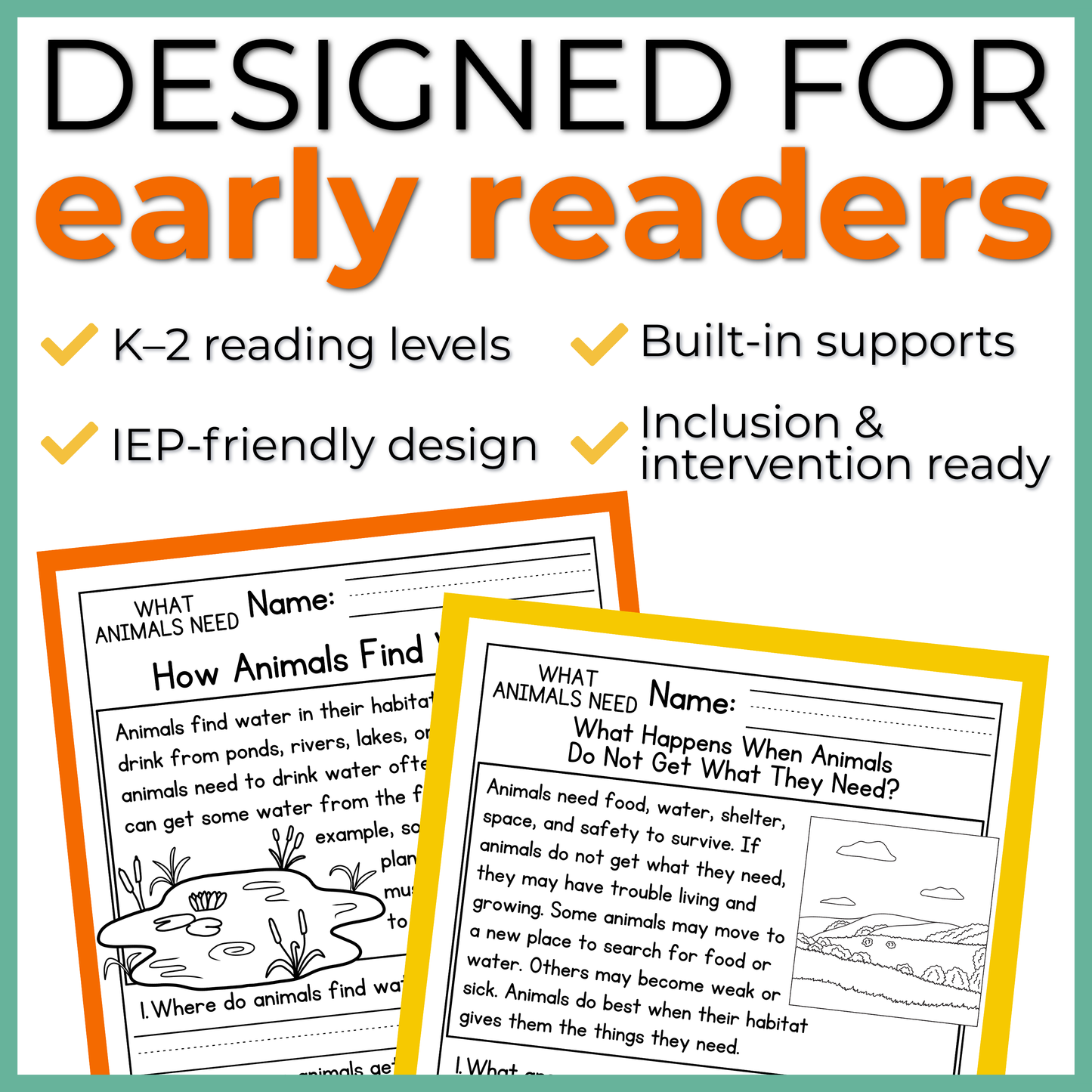 What Animals Need Reading Comprehension Passages + Questions