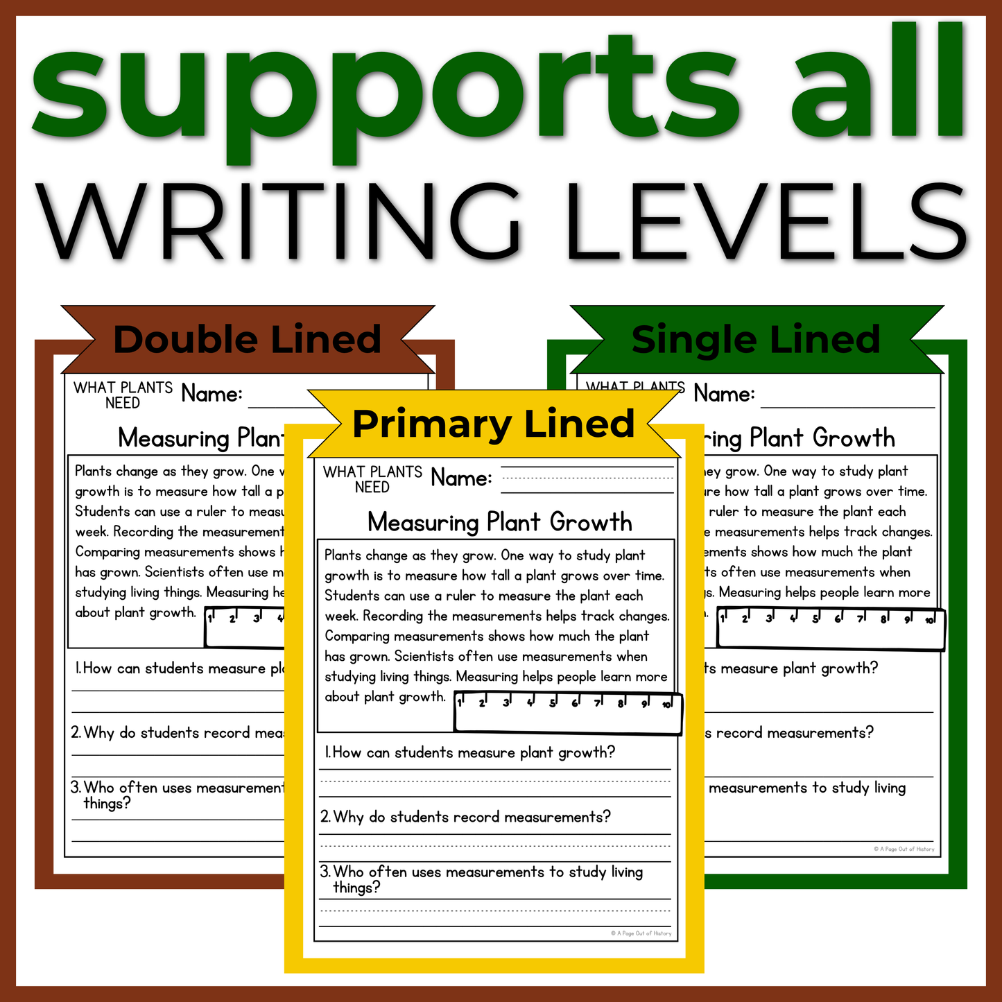 What Plants Need Reading Comprehension Passages + Questions