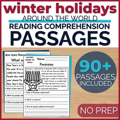 Winter Holidays Around the World Reading Comprehension Passages + Questions