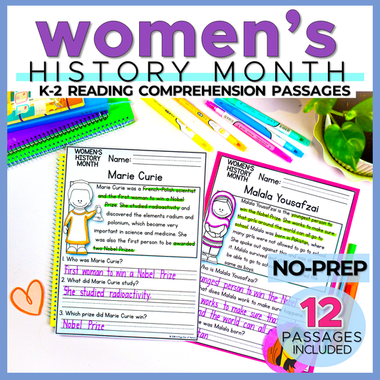Womens History Month Reading Comprehension Passages + Questions