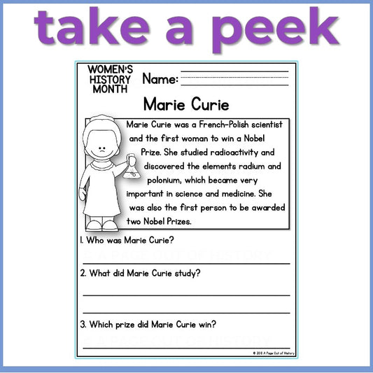 Womens History Month Reading Comprehension Passages + Questions