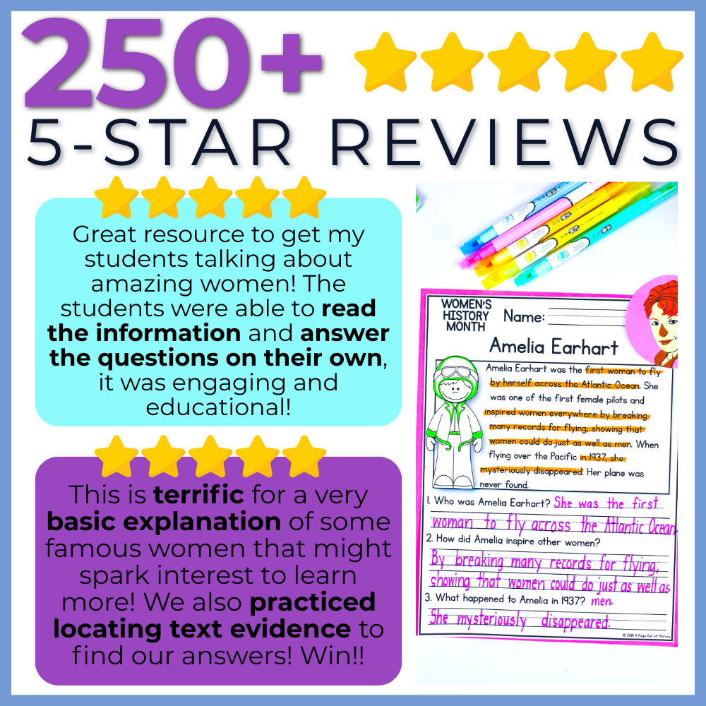 Womens History Month Reading Comprehension Passages + Questions