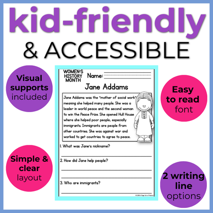 Womens History Month Reading Comprehension Passages + Questions