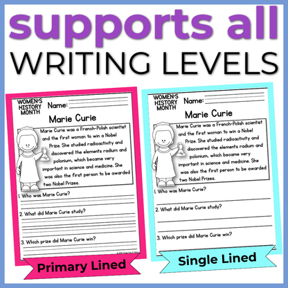 Womens History Month Reading Comprehension Passages + Questions