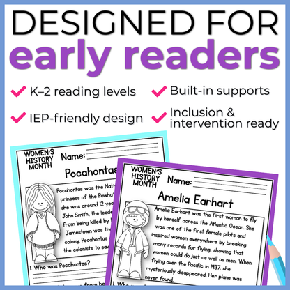 Womens History Month Reading Comprehension Passages + Questions