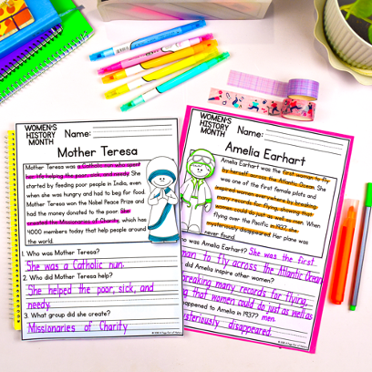 Womens History Month Reading Comprehension Passages + Questions