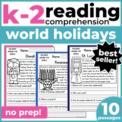 World Holidays Reading Comprehension Passages + Questions