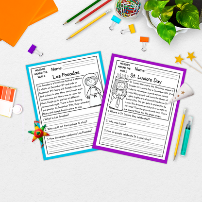 World Holidays Reading Comprehension Passages + Questions