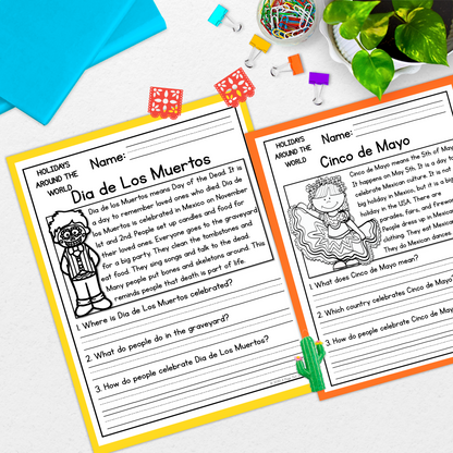 World Holidays Reading Comprehension Passages + Questions