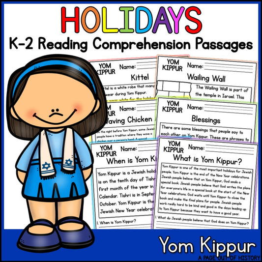 Yom Kippur Reading Comprehension Passages + Questions