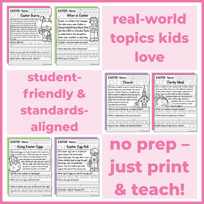 Easter Reading Comprehension Passages + Questions