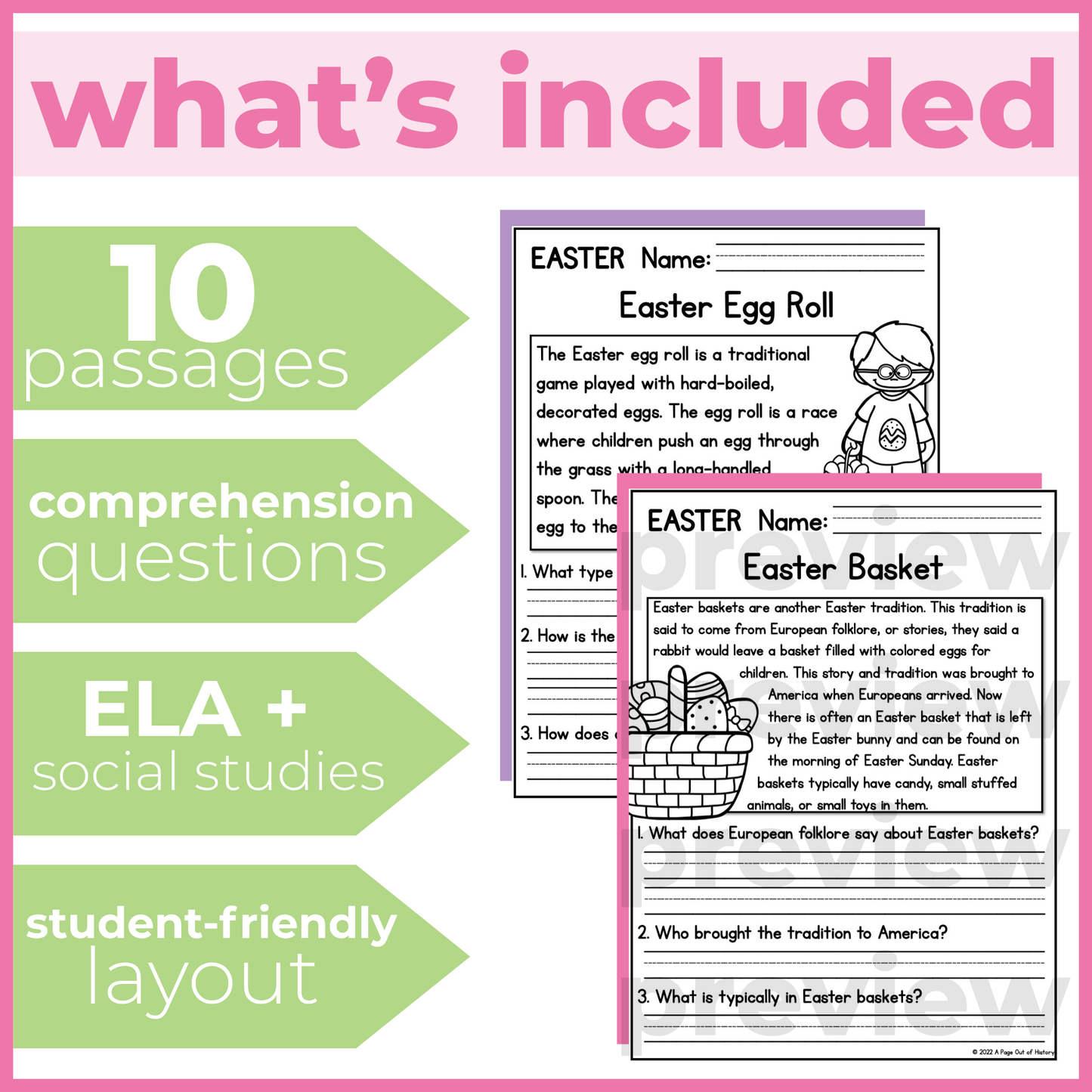 Easter Reading Comprehension Passages + Questions