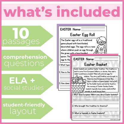 Easter Reading Comprehension Passages + Questions