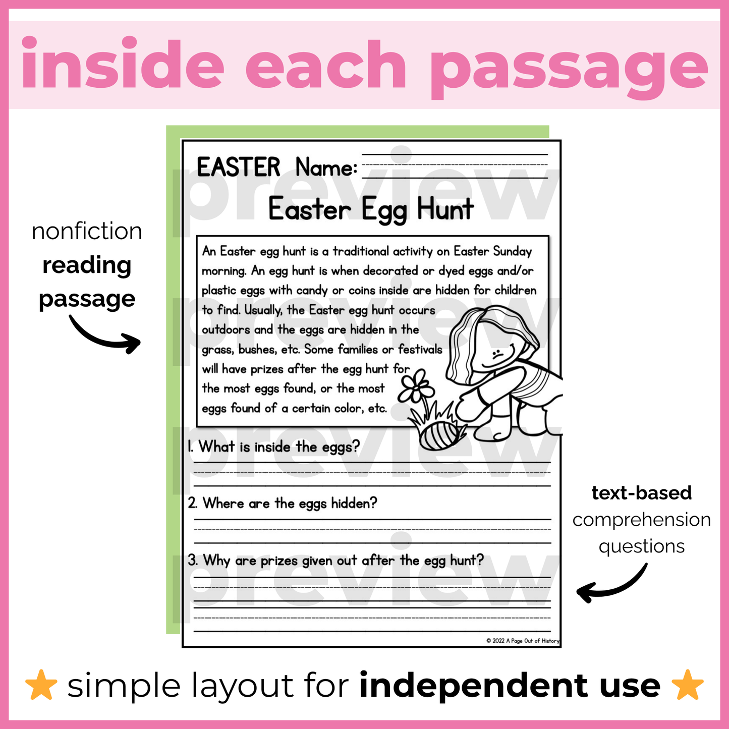 Easter Reading Comprehension Passages + Questions