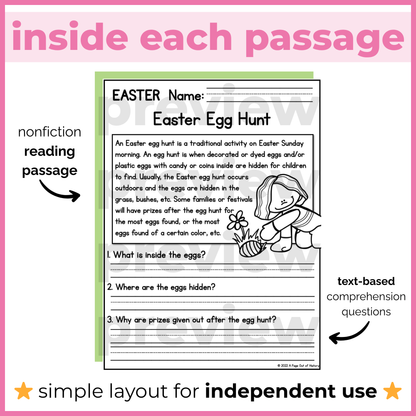 Easter Reading Comprehension Passages + Questions